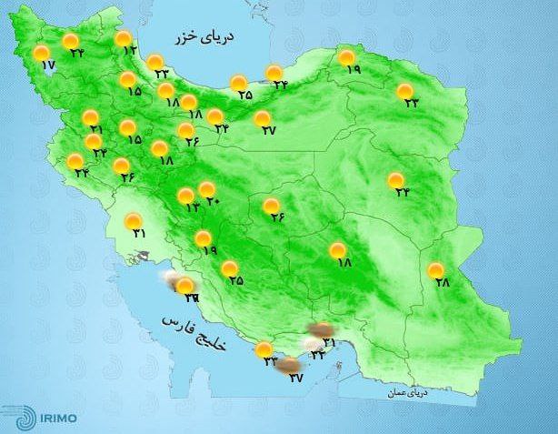 وضعیت آب و هوا، امروز ۲۵ تیر ۱۴۰۱ / وقوع تندباد لحظه‌ای و گردوخاک موقت / احتمال اختلال در پروازها